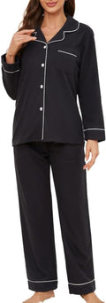 Womens Button Up Pajama Sets Soft Long Sleeve Pajamas for Women Warm Flannel Knit Lounge Sets