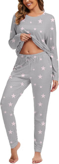 2 Piece Pjs Set For Womens Pajamas Lounge Set Long Sleeve Joggers Pants Sleepwear with Pockets