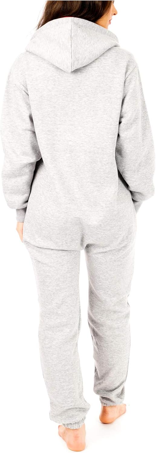 Women's Adult Fleece Onesie Pajamas – Unisex Cozy Warmth Hooded Zipper Jumpsuit, One Piece Sleepwear Playsuit