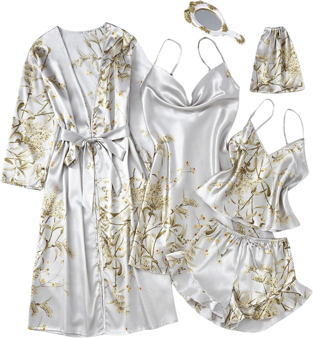 Women's Printed Satin Silk Pajama Set