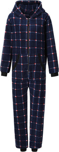 Adult Check Onesie Pajamas Comfy Christmas Jumpsuit Zipper Sleepwear Family Matching loungewear for Women Men